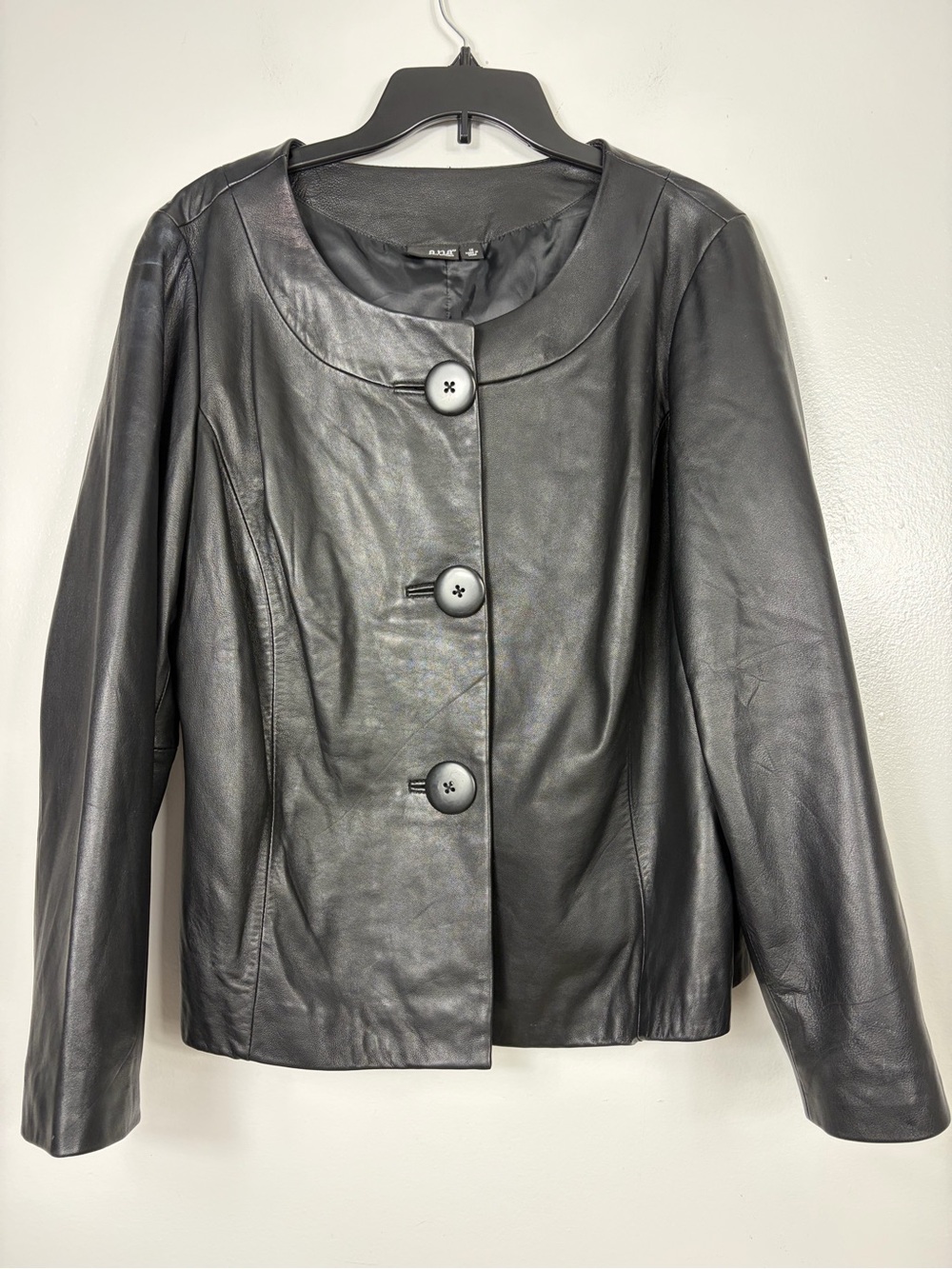 a.n.a. genuine leather collarless jacket 1X
